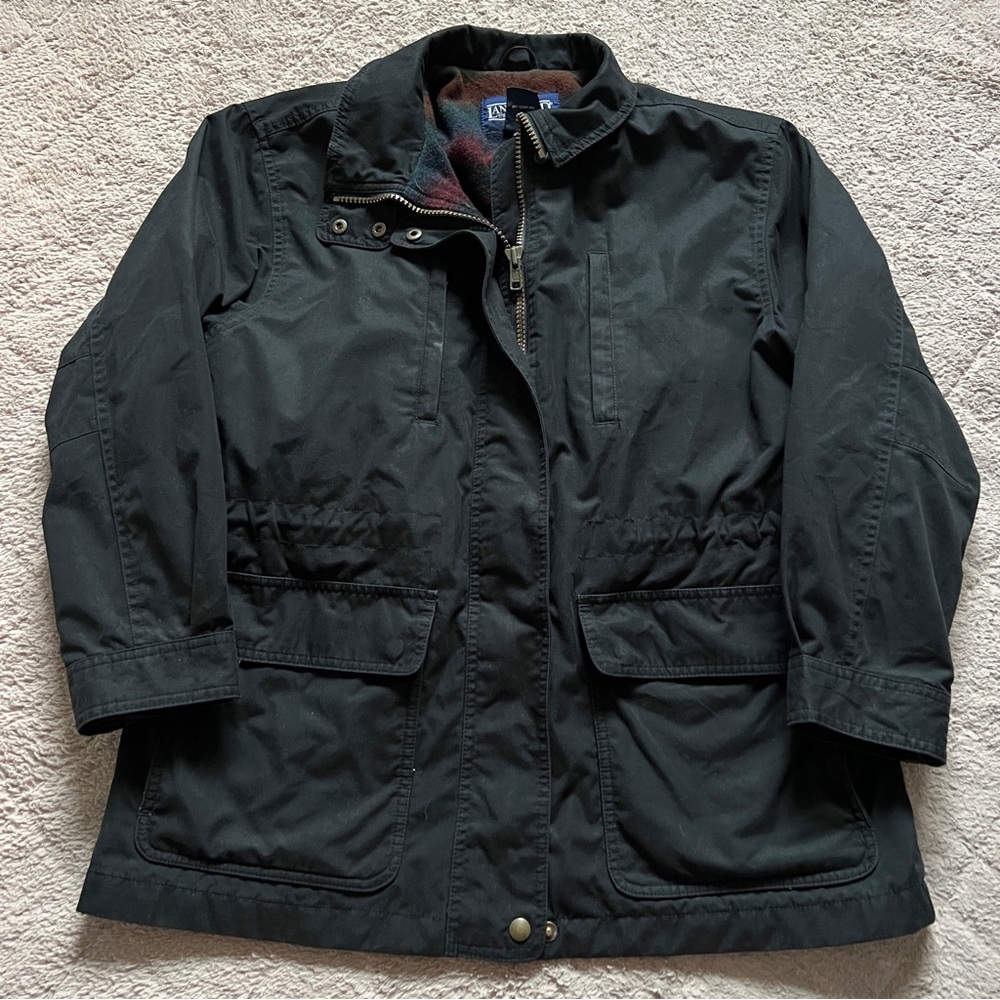 Vtg Lands' End Wool Blend Utility Jacket Preppy Old Money Minimalist Size PM
